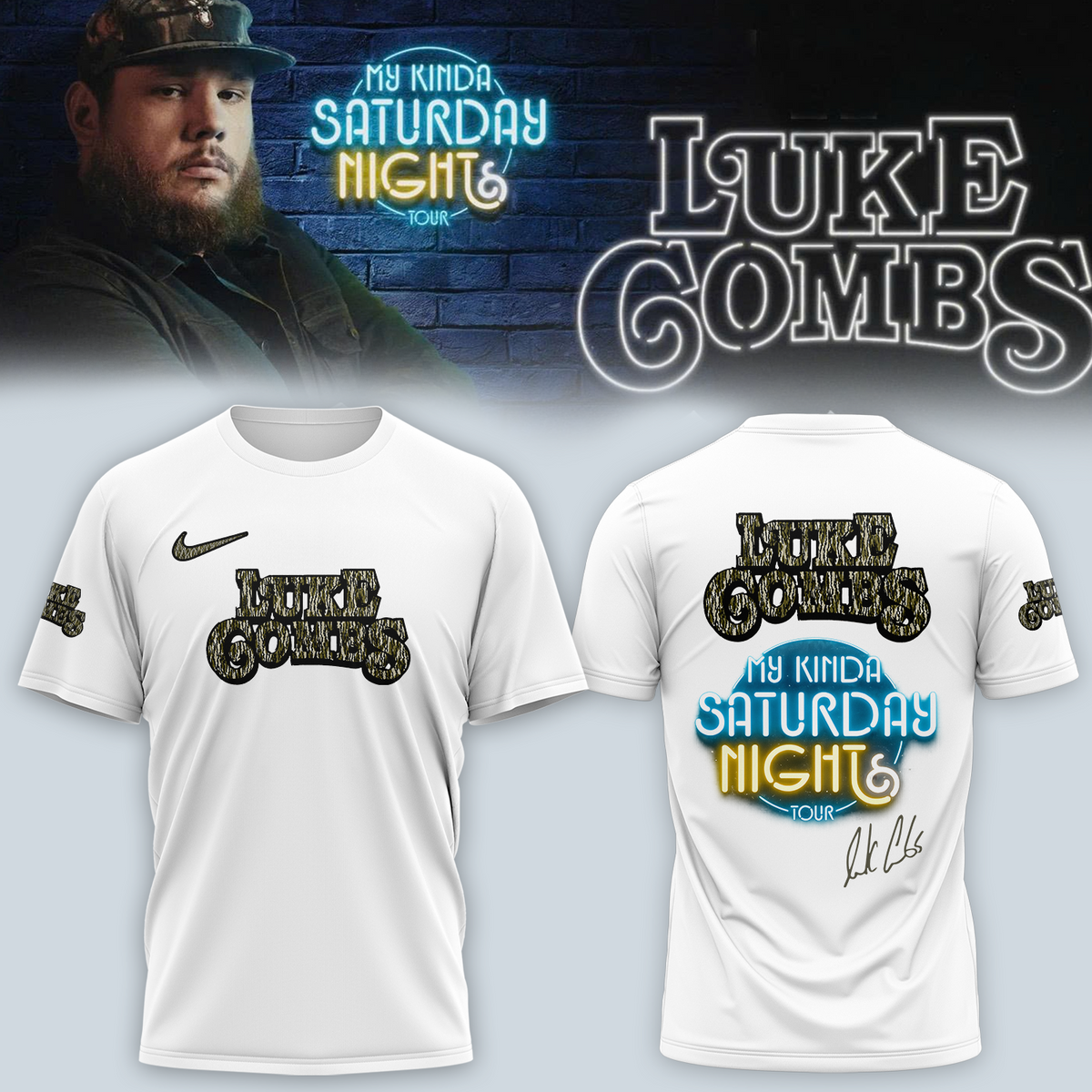 Luke Combs ”My Kinda Saturday Night Tour 2026” Limited Edition Signature – T-shirt