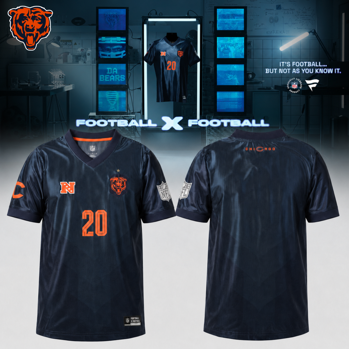 ,,Chicago Bears Football x Football Collared Fan Top – Jersey