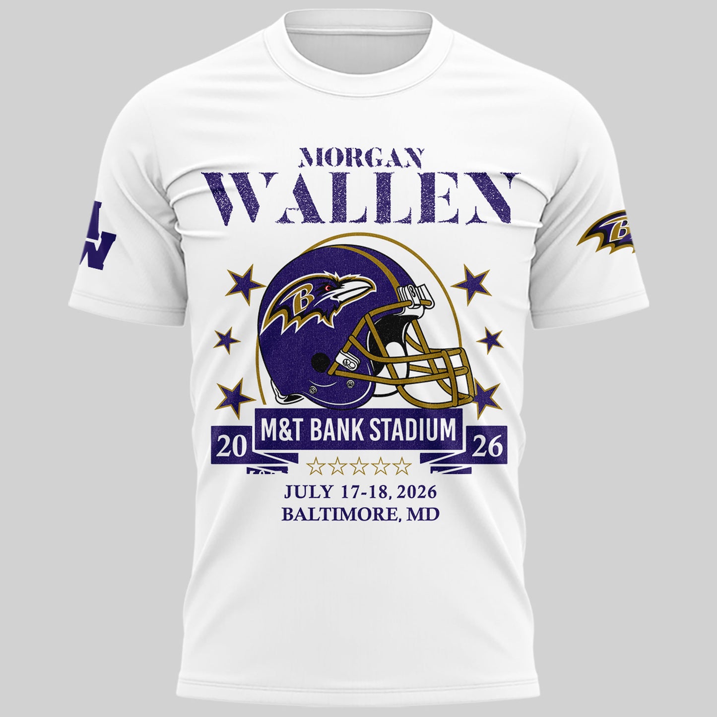 Exclusive Version Baltimore Ravens x Morgan Wallen White Tshirt 2026