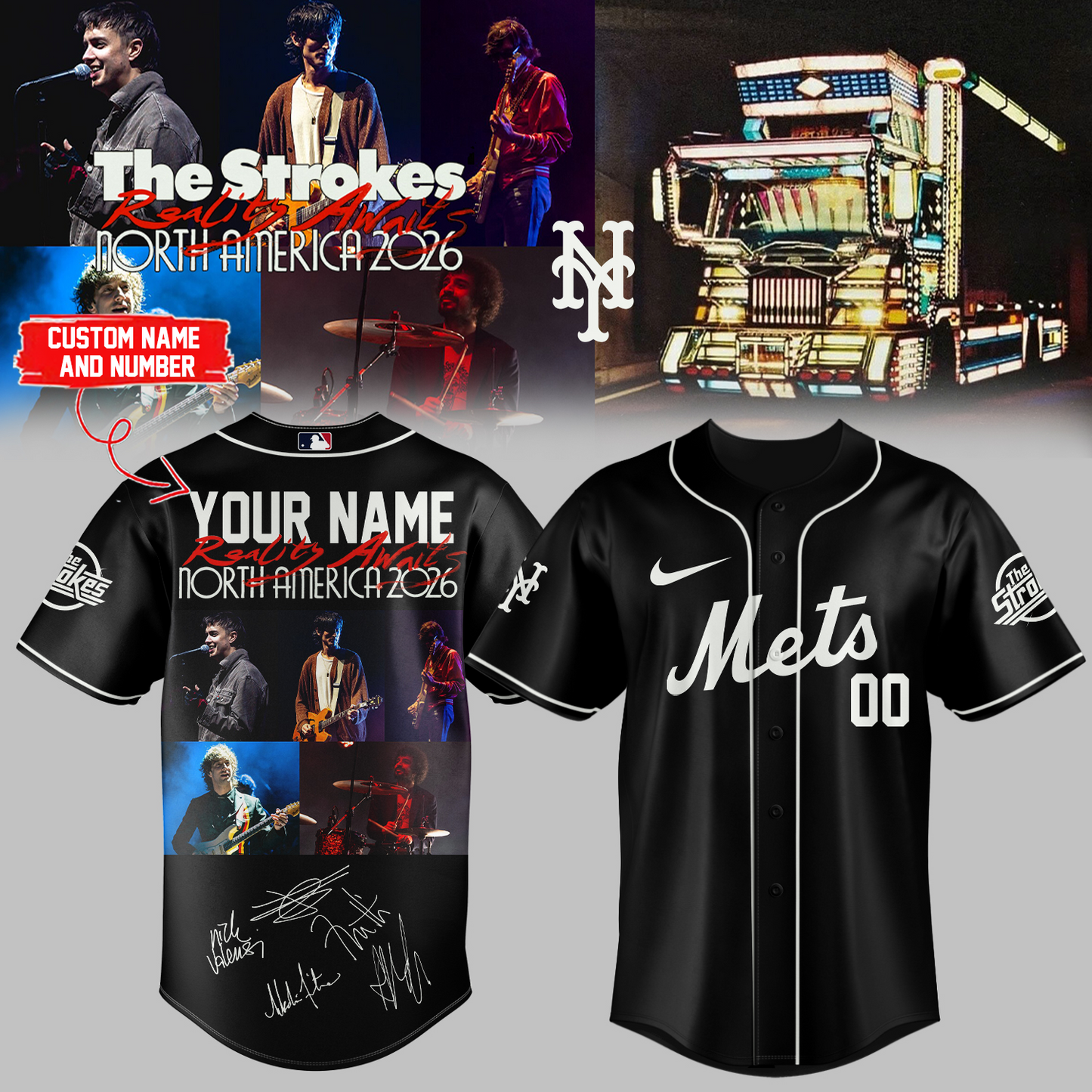 ,,MLB X The Strokes ”Reality Awaits North America 2026” Limited Edition Signature – Jersey 2 (Custom Name&Number)