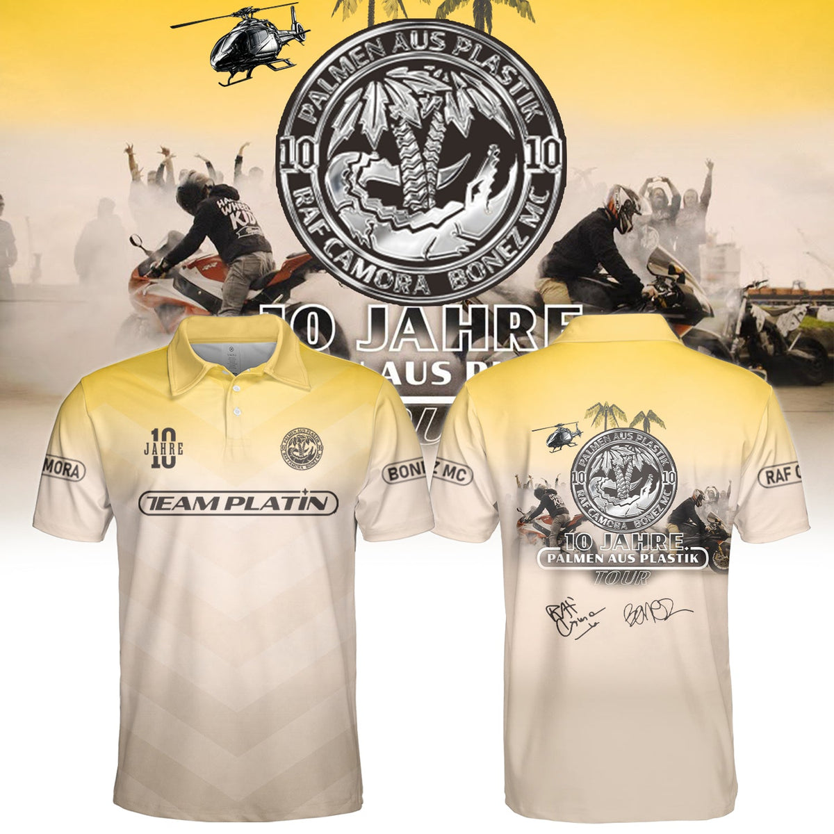 _,RAF Camora & Bonez MC “10 Jahre Palmen aus Plastik Tour” . Limited Edition Signature Polo