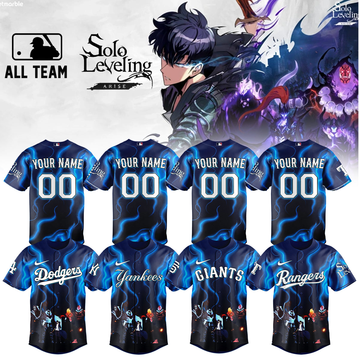 MLB ALL TEAMS x Solo Leveling Limited Jersey (Custom Name & Number)