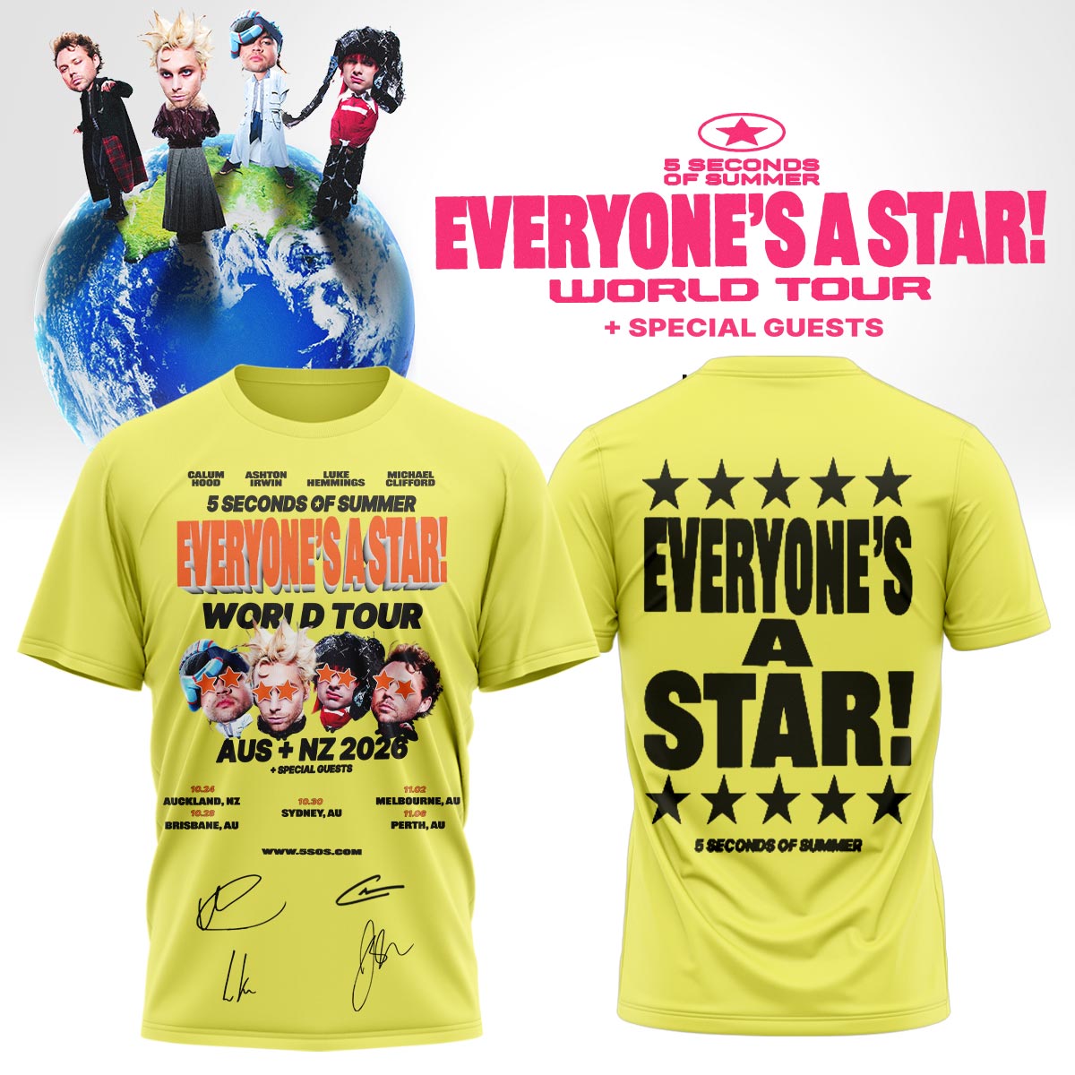 5SOS EVERYONE’S A STAR! World Tour AUS + NZ Shirt
