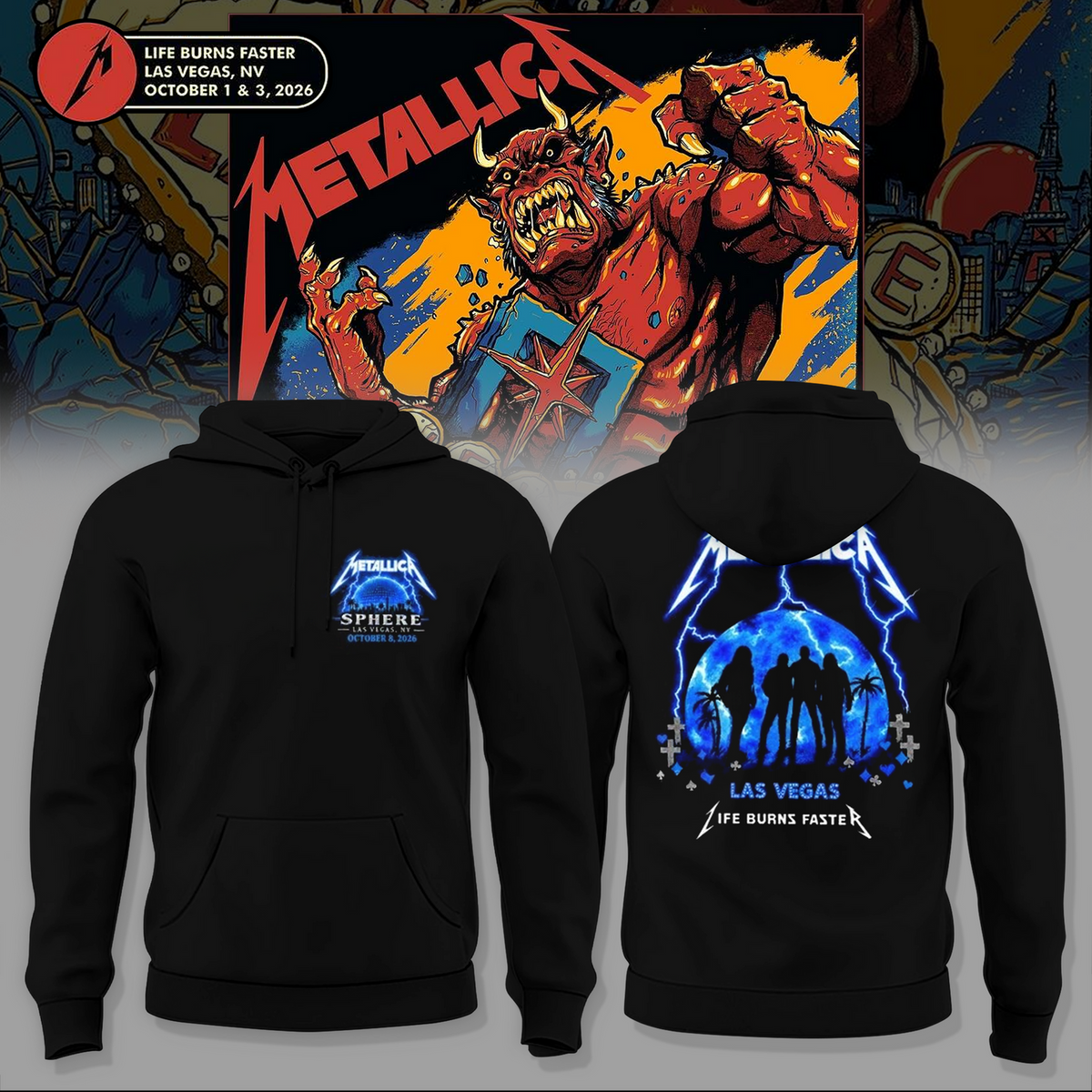 Life Burns Faster, Las Vegas - M72 World Tour Hoodie 3