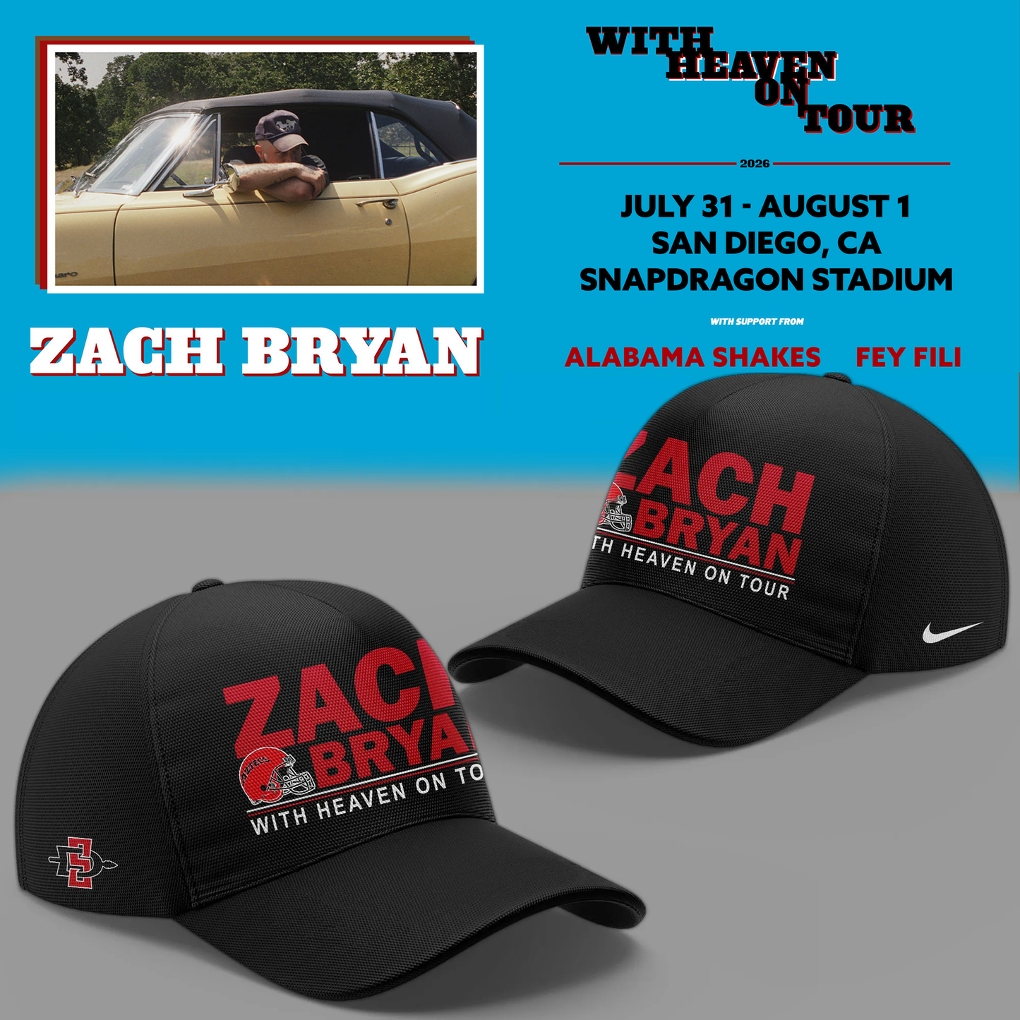 New Jersey Zach Bryan x San Diego State Football - With Heaven On Tour 2026 Jersey