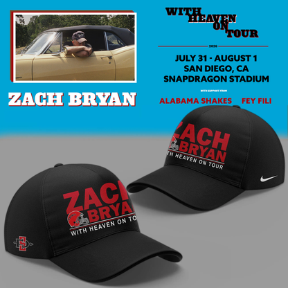 New Hoodie Zach Bryan x San Diego State Football - With Heaven On Tour 2026 Hoodie