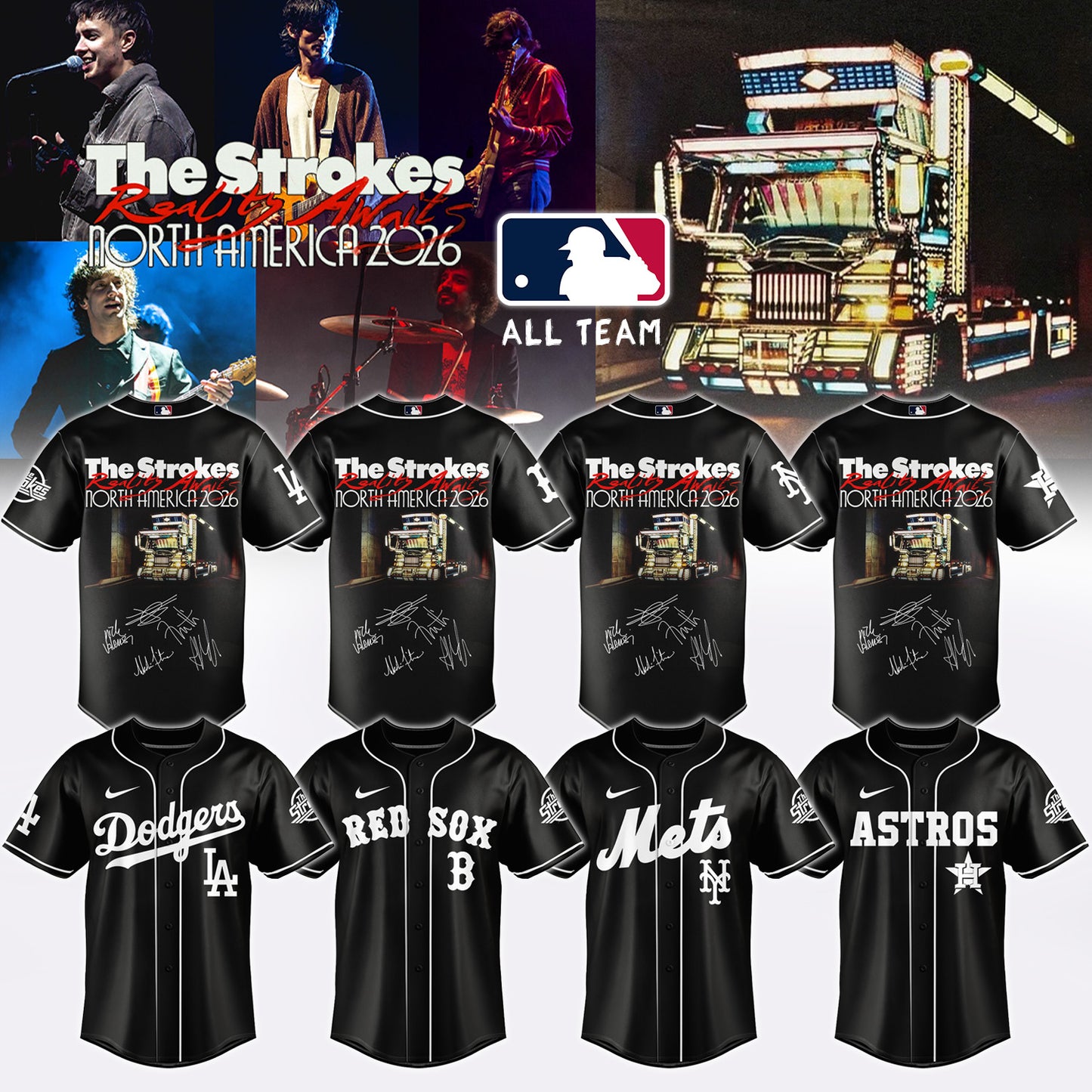 ,,MLB X The Strokes ”Reality Awaits North America 2026” Limited Edition Signature – Jersey 1