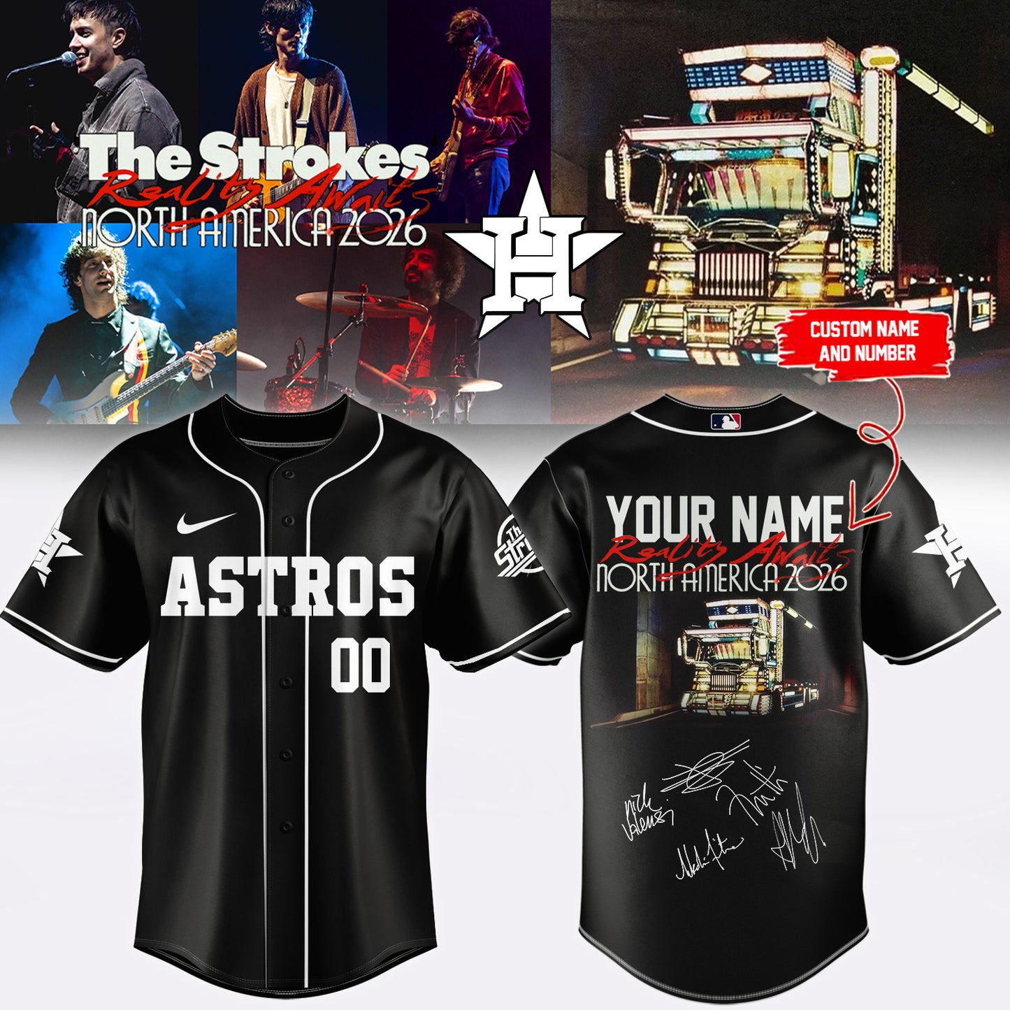 ,,MLB X The Strokes ”Reality Awaits North America 2026” Limited Edition Signature – Jersey 1 (Custom Name&Number)