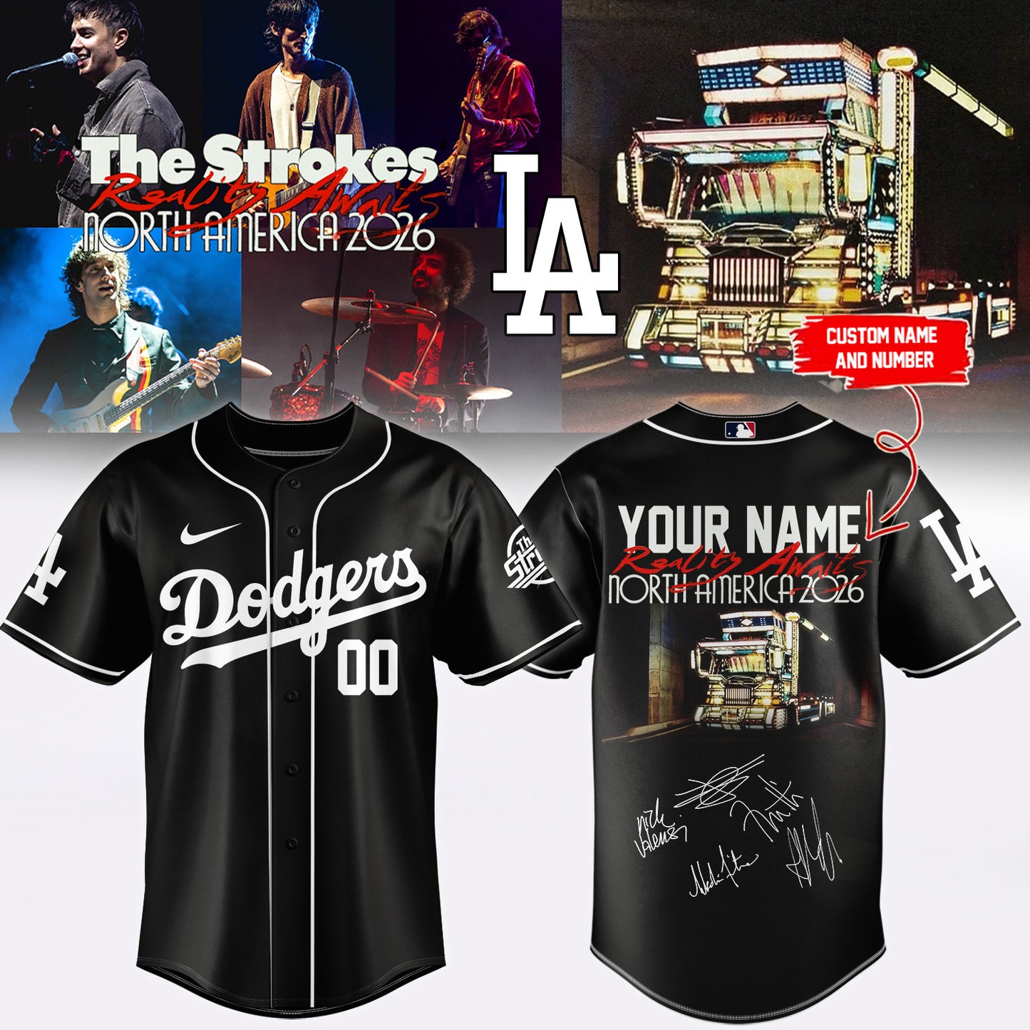 ,,MLB X The Strokes ”Reality Awaits North America 2026” Limited Edition Signature – Jersey 1 (Custom Name&Number)