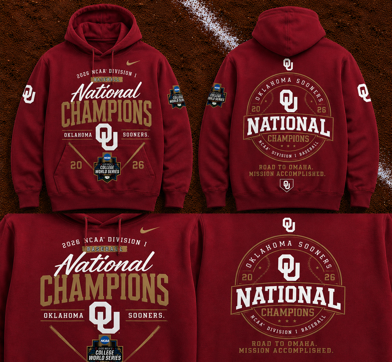 Oklahoma Sooners 2026 NCAA Baseball National Champions Hoodie
