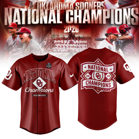 Limited Edition Oklahoma Baseball 2026 National Champions Baseball Jersey