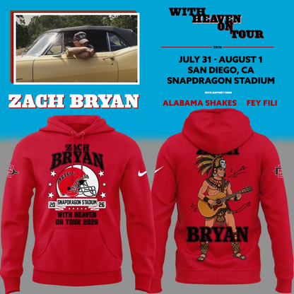 Perfect Hoodie Zach Bryan x San Diego State Football - With Heaven On Tour 2026 Hoodie