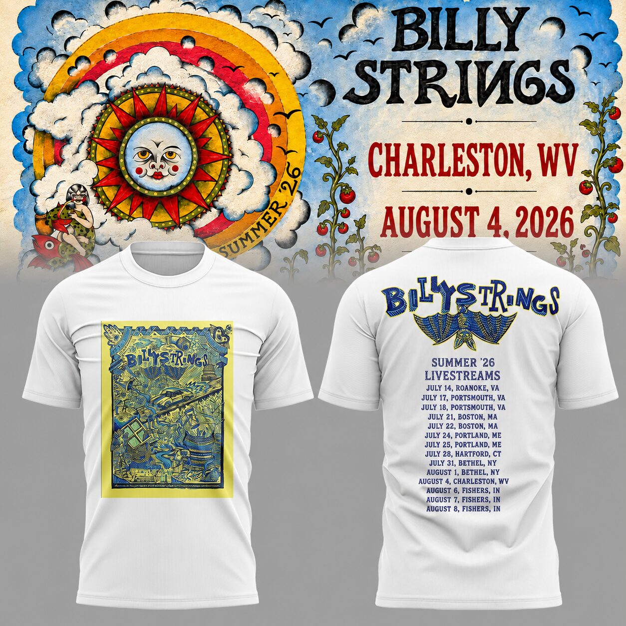 Limited Edition Billy Strings tour 2026 tshirt