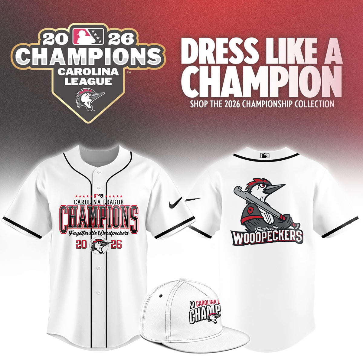 ____.🏆F.Woodpeckers 2026 Carolina League Champions Limited Jersey v2
