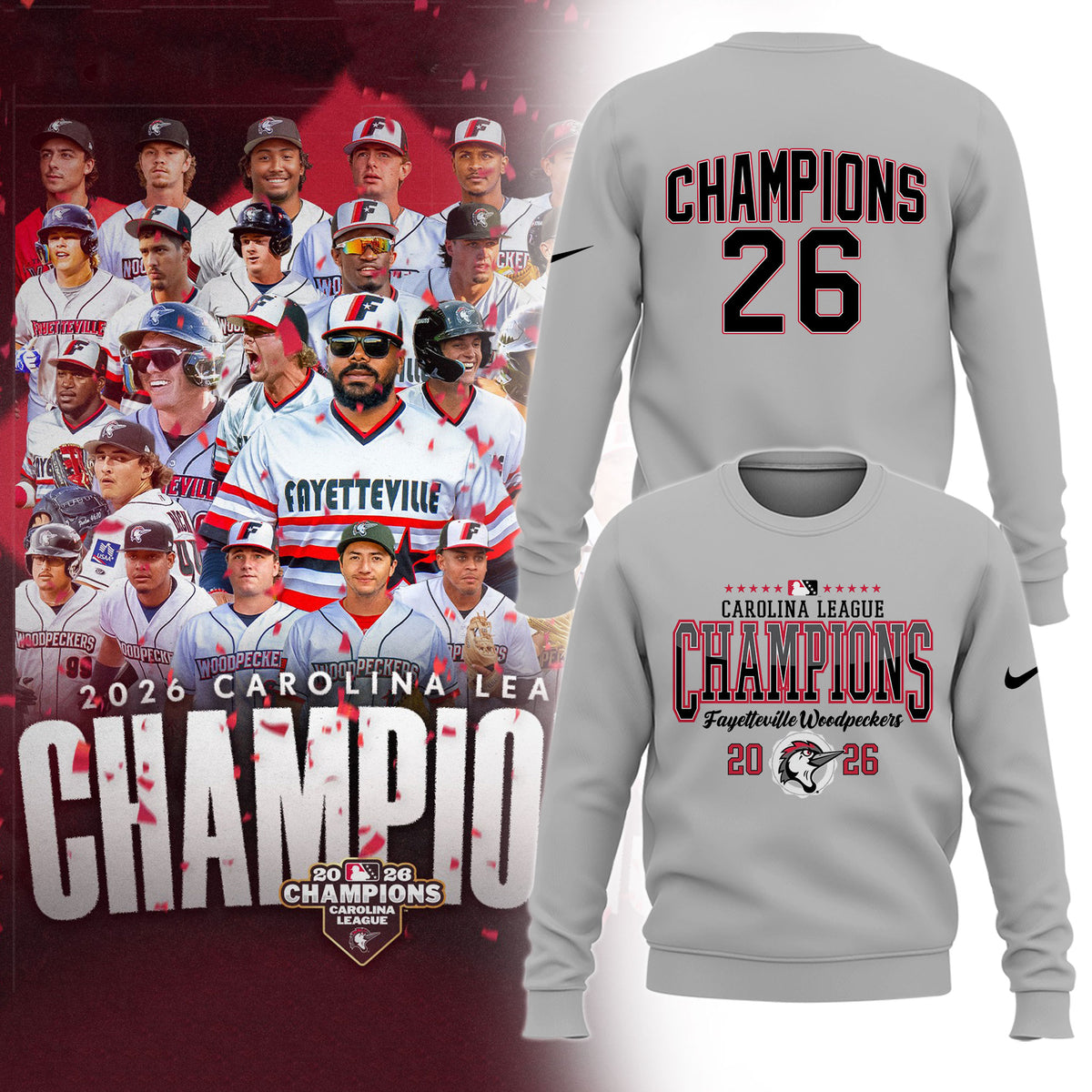 __.🏆F.Woodpeckers 2026 Carolina League Champions Limited Sweatshirt