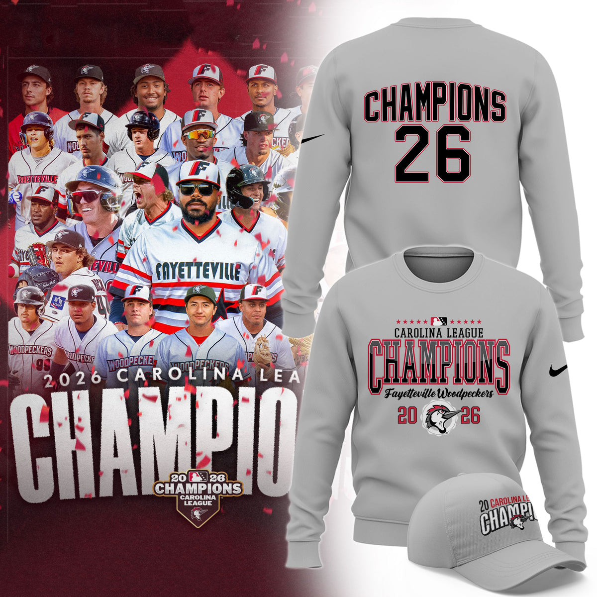__.🏆F.Woodpeckers 2026 Carolina League Champions Limited Sweatshirt