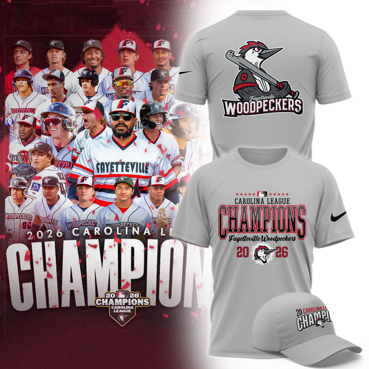 _____🏆F.Woodpeckers 2026 Carolina League Champions Limited Shirt v2