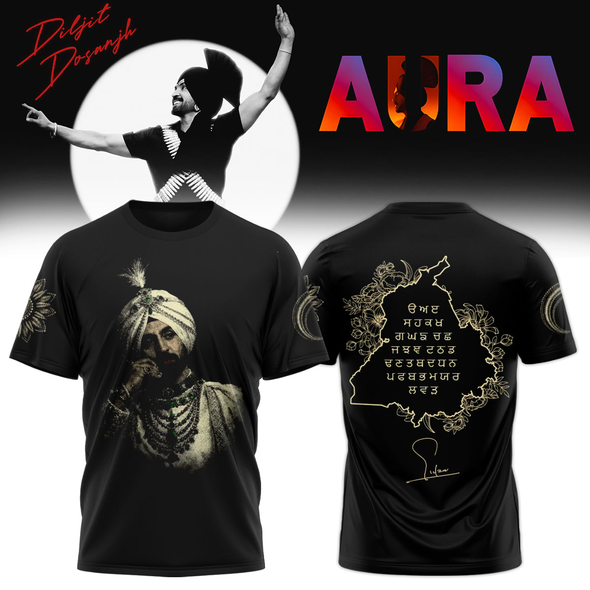 Diljit Dosanjh ”AURA World Tour” TShirt