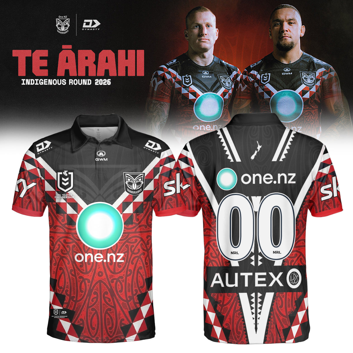 ,,,2026 New Zealand Warriors Replica Te Ārahi Polo (Custom Number)