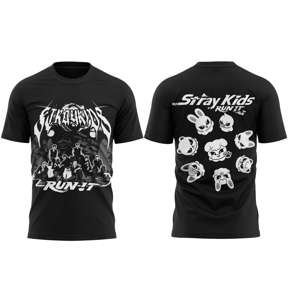 Stray Kids “RUN IT” World Tour Signature Limited Shirt Black V3