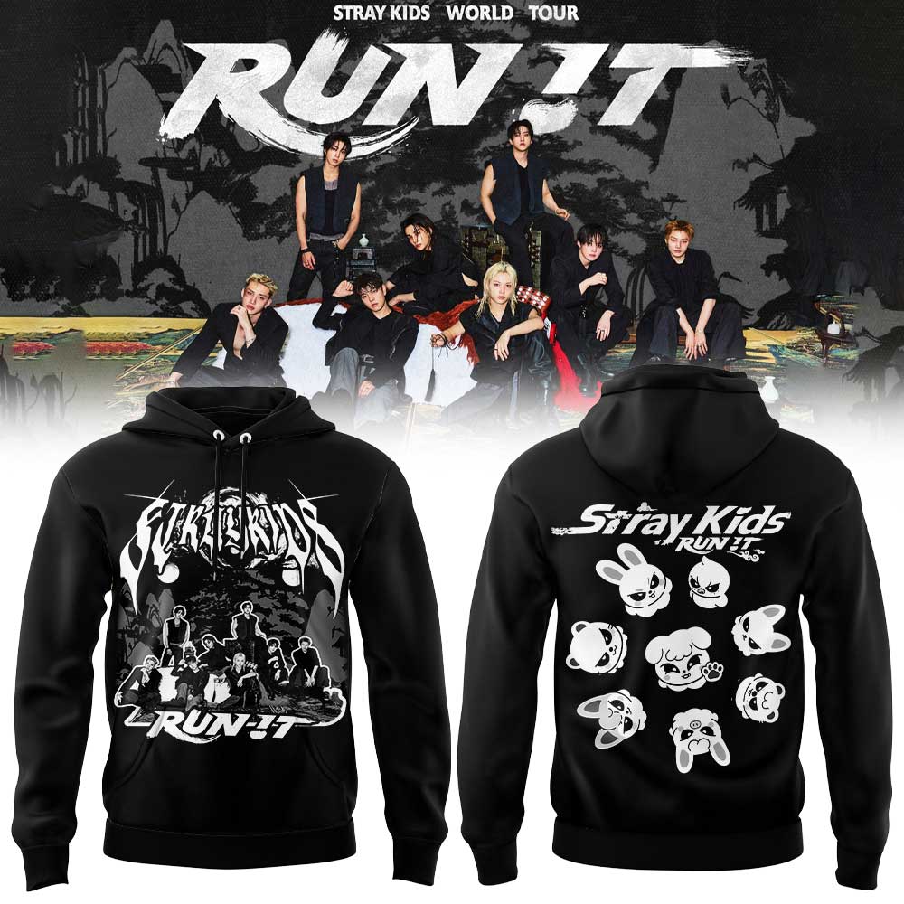 Stray Kids “RUN IT” World Tour Signature Limited Hoodie Black V3
