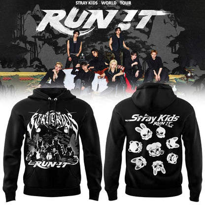 Stray Kids “RUN IT” World Tour Signature Limited Hoodie Black V3