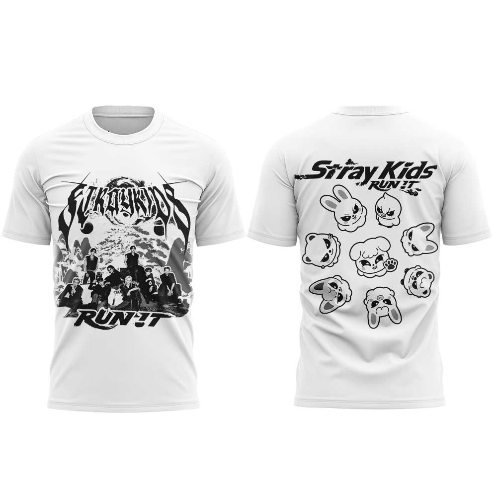 Stray Kids “RUN IT” World Tour Signature Limited Shirt White V3