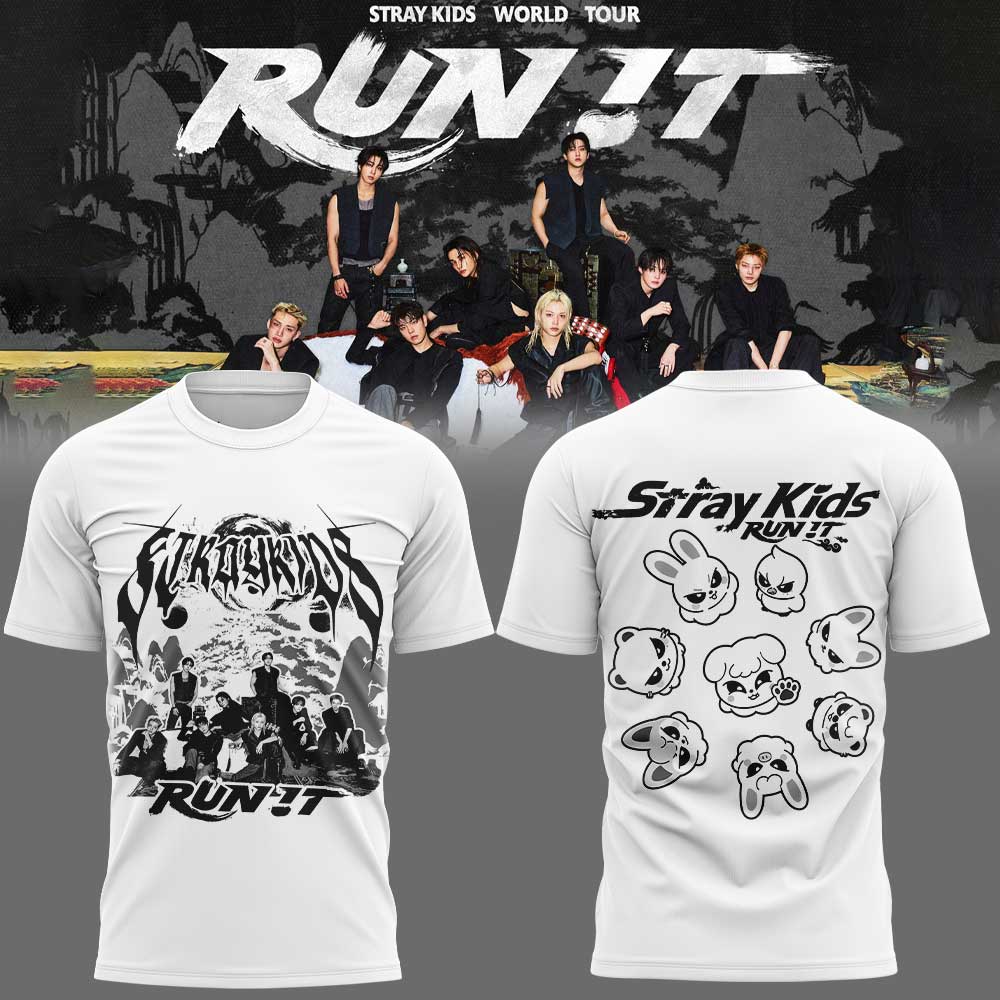 Stray Kids “RUN IT” World Tour Signature Limited Shirt White V3