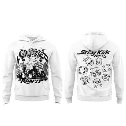 Stray Kids “RUN IT” World Tour Signature Limited Hoodie White V3