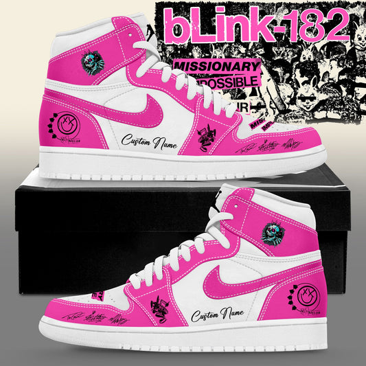Blink‑182: Missionary Impossible Tour Signature Custom Name Pink Shoes