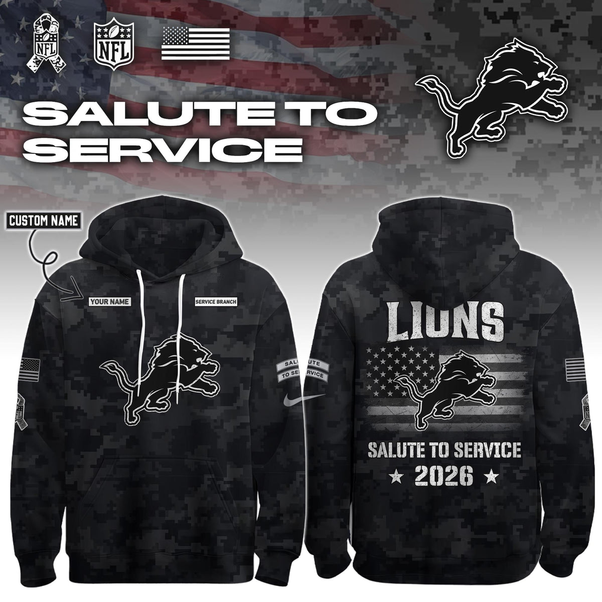 DET 2026 Salute to Service Hoodie custom personalization and service branch Limited Edition + Selling Out Fast