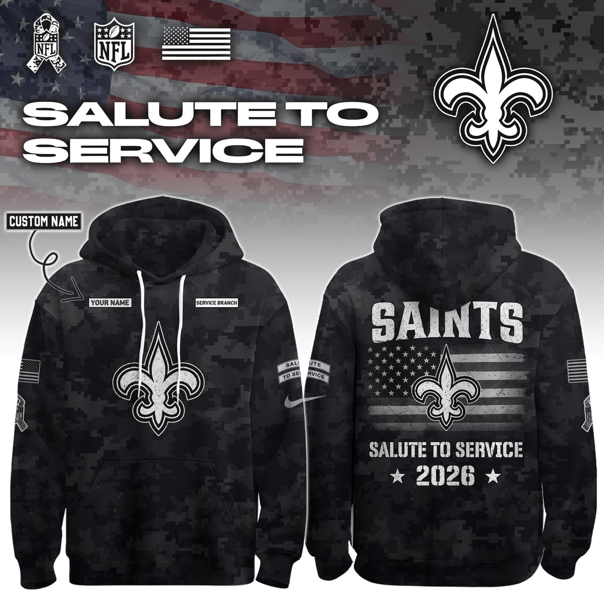 .ALL TEAM 2026 Salute to Service Hoodie custom personalization and service branch Limited Edition + Selling Out Fast (PICK ONE TEAM)