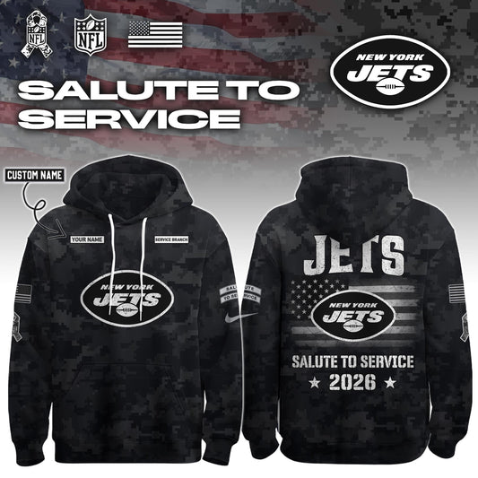 NYJ 2026 Salute to Service Hoodie custom personalization and service branch Limited Edition + Selling Out Fast