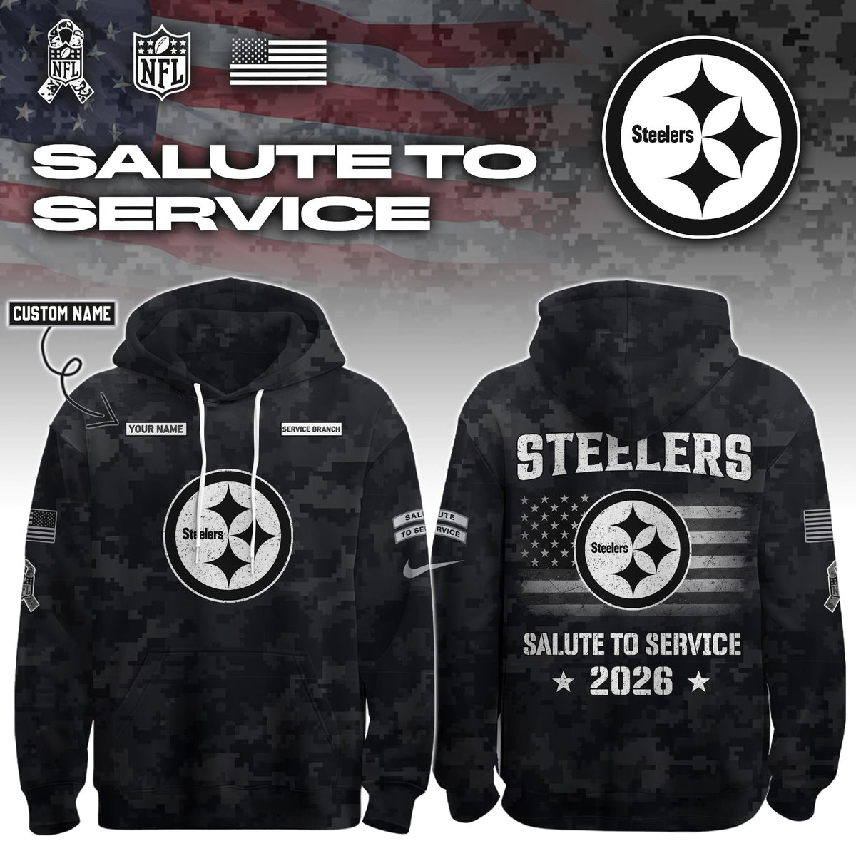 .ALL TEAM 2026 Salute to Service Hoodie custom personalization and service branch Limited Edition + Selling Out Fast (PICK ONE TEAM)