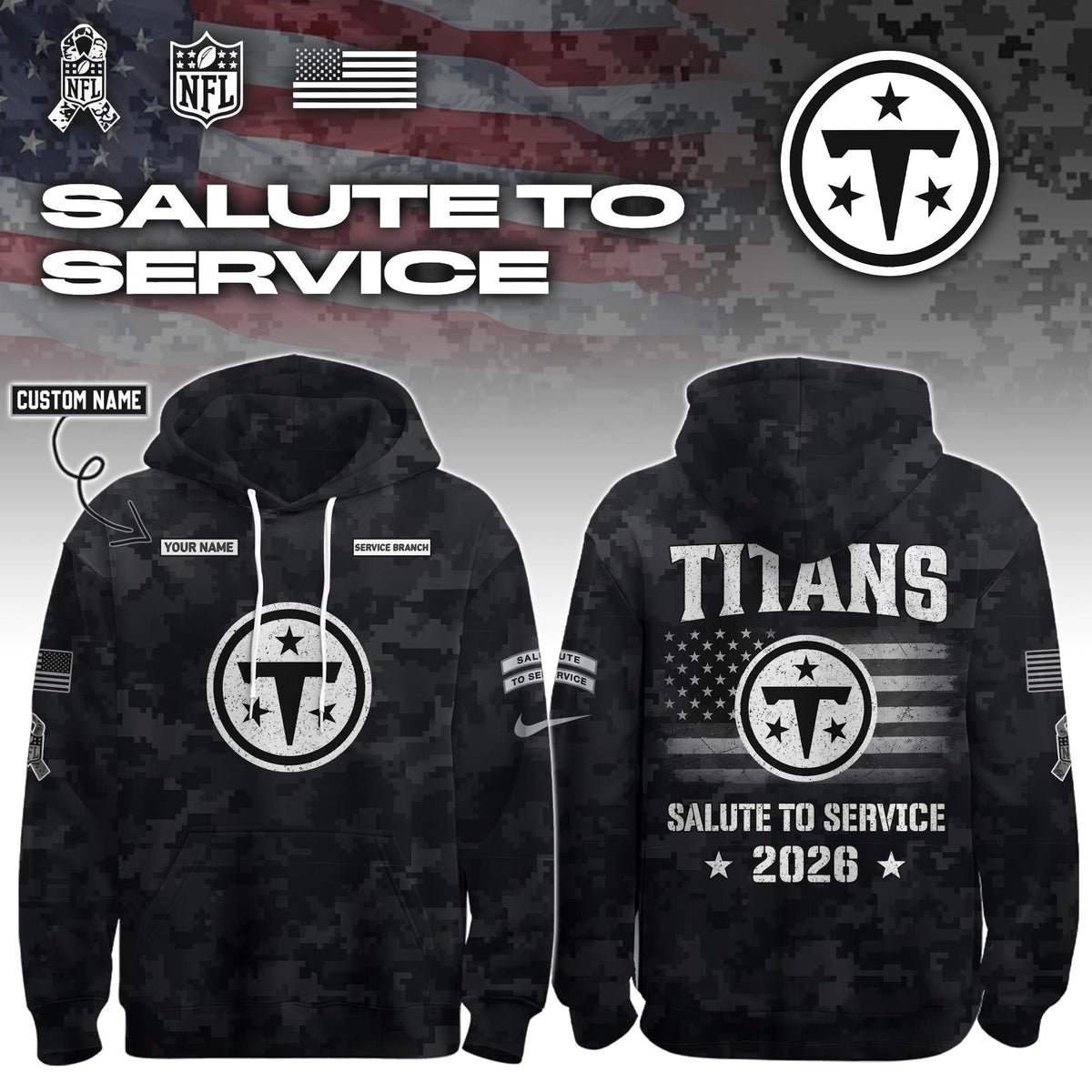 .ALL TEAM 2026 Salute to Service Hoodie custom personalization and service branch Limited Edition + Selling Out Fast (PICK ONE TEAM)