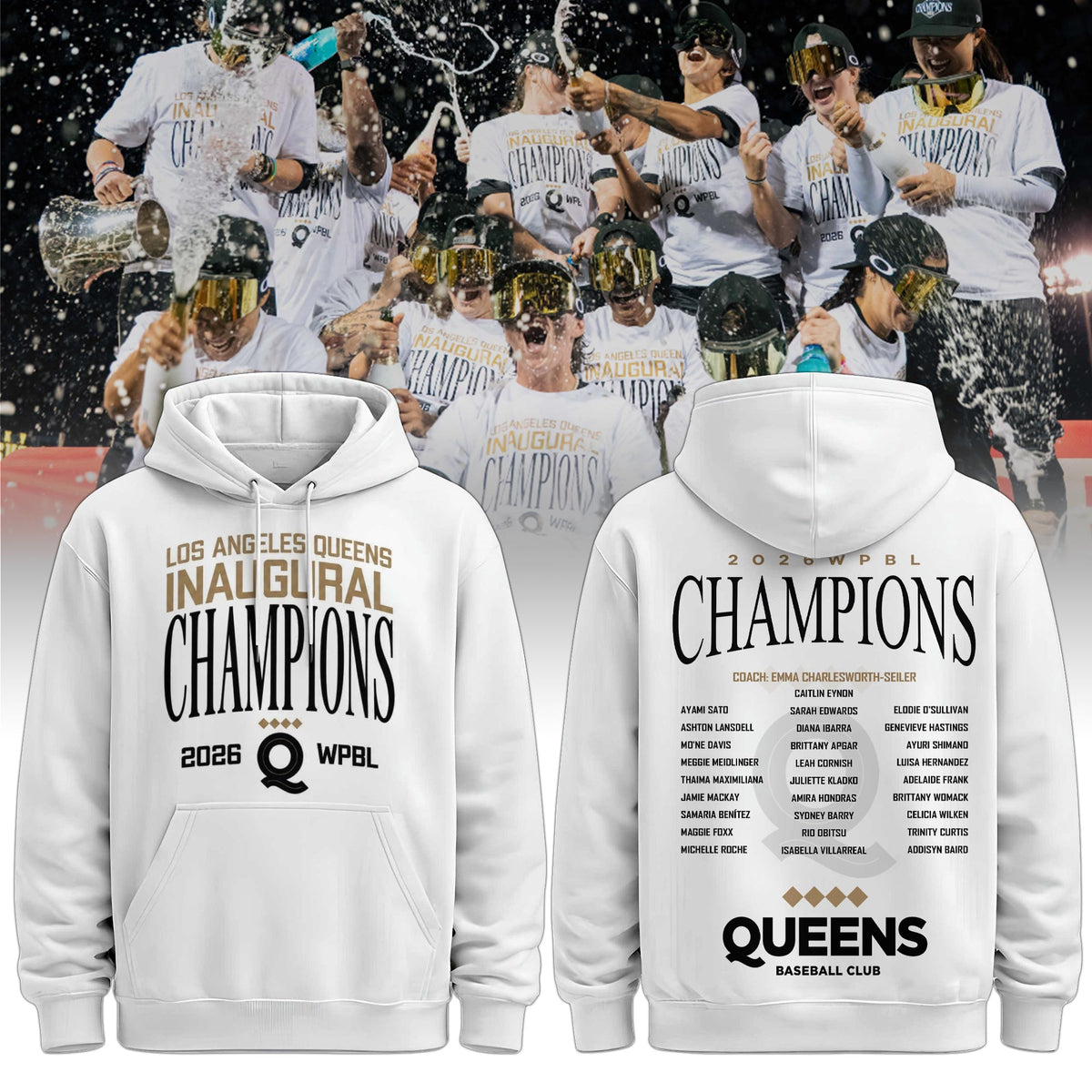 Queens Champions White Hoodie