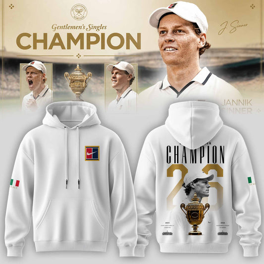 Limited Edition Jannik Sinner 2026 Wimbledon Champions Hoodie