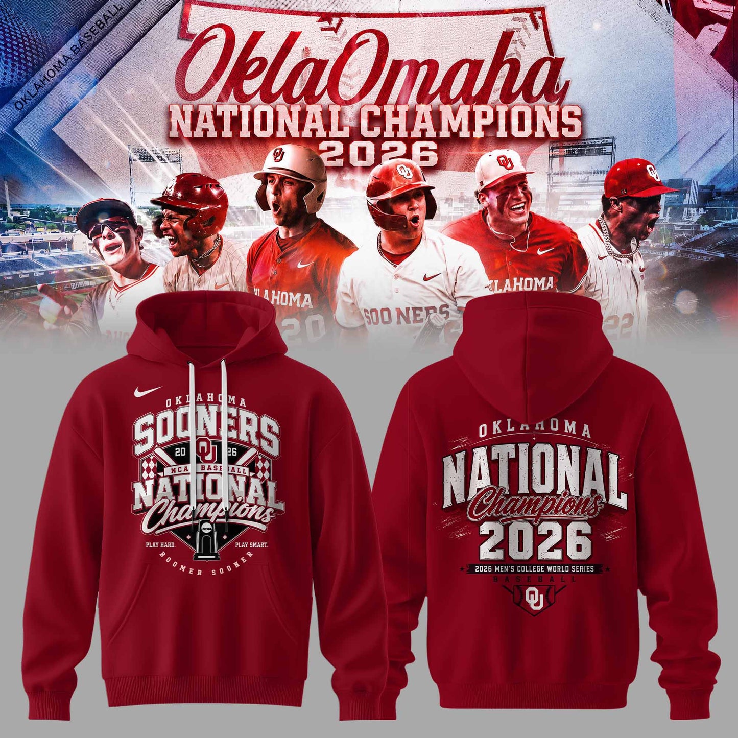 Oklahoma Sooners 2026 NCAA Baseball National Champions Hoodie