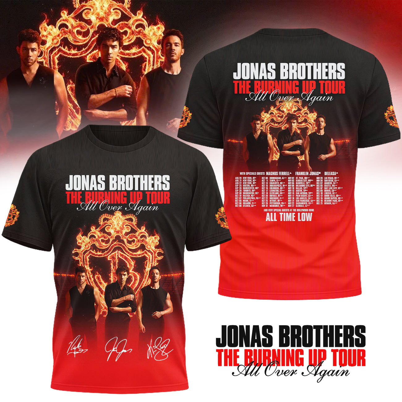 Limited Edition Jonas Brothers “The Burning Up Tour All Over Again” T-Shirts
