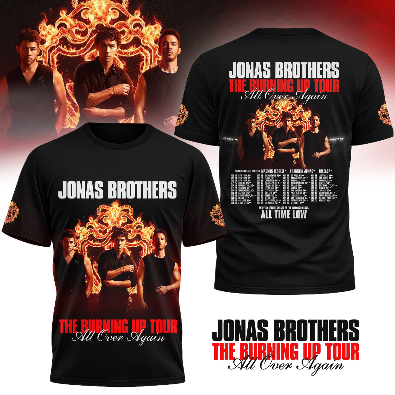 Limited Edition Jonas Brothers “The Burning Up Tour All Over Again” T-Shirts