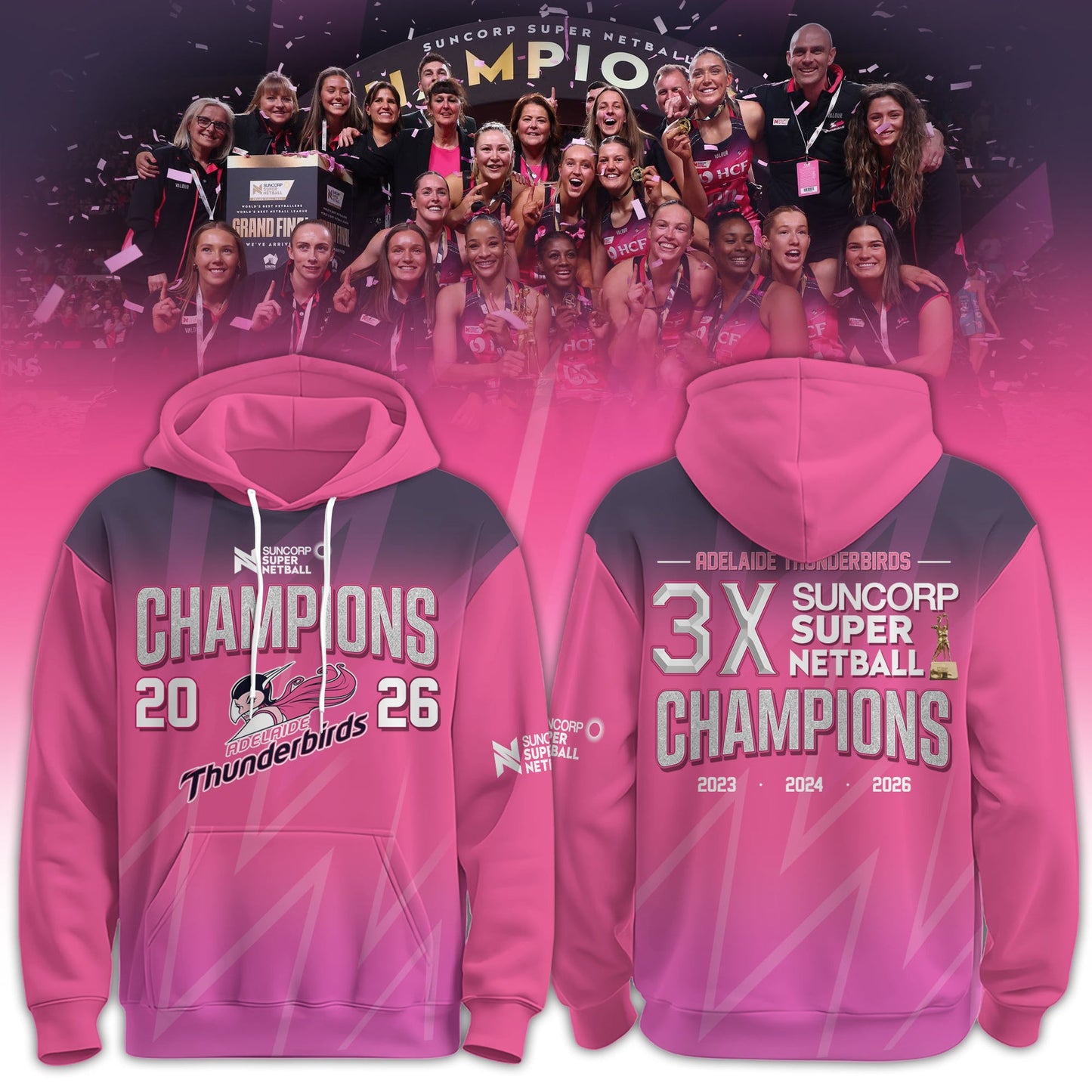 Adelaide Thunderbirds 2026 Champions Women’s Edition Hoodie For Fans