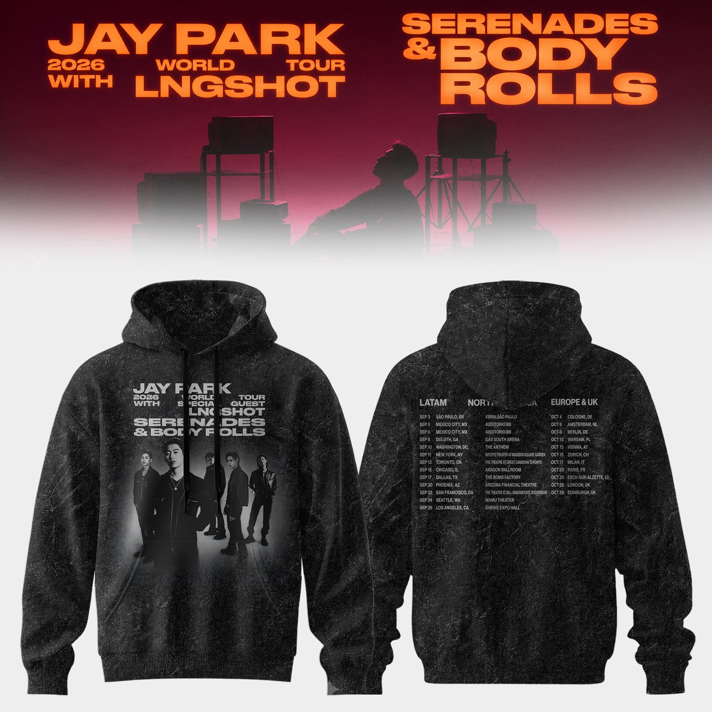JAY PARK & LNGSHOT – 2026 World Tour ‘Serenades & Body Rolls’ Limited Hoodie