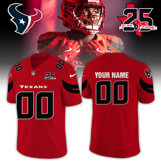 .H.Texans 25th Anniversary Limited Football Jersey NN – Red