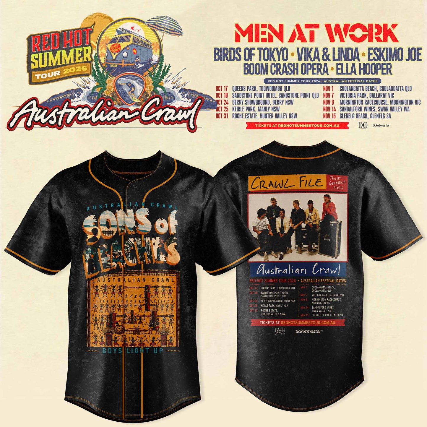 AUSTRALIAN CRAWL – RED HOT SUMMER TOUR 2026 JERSEY
