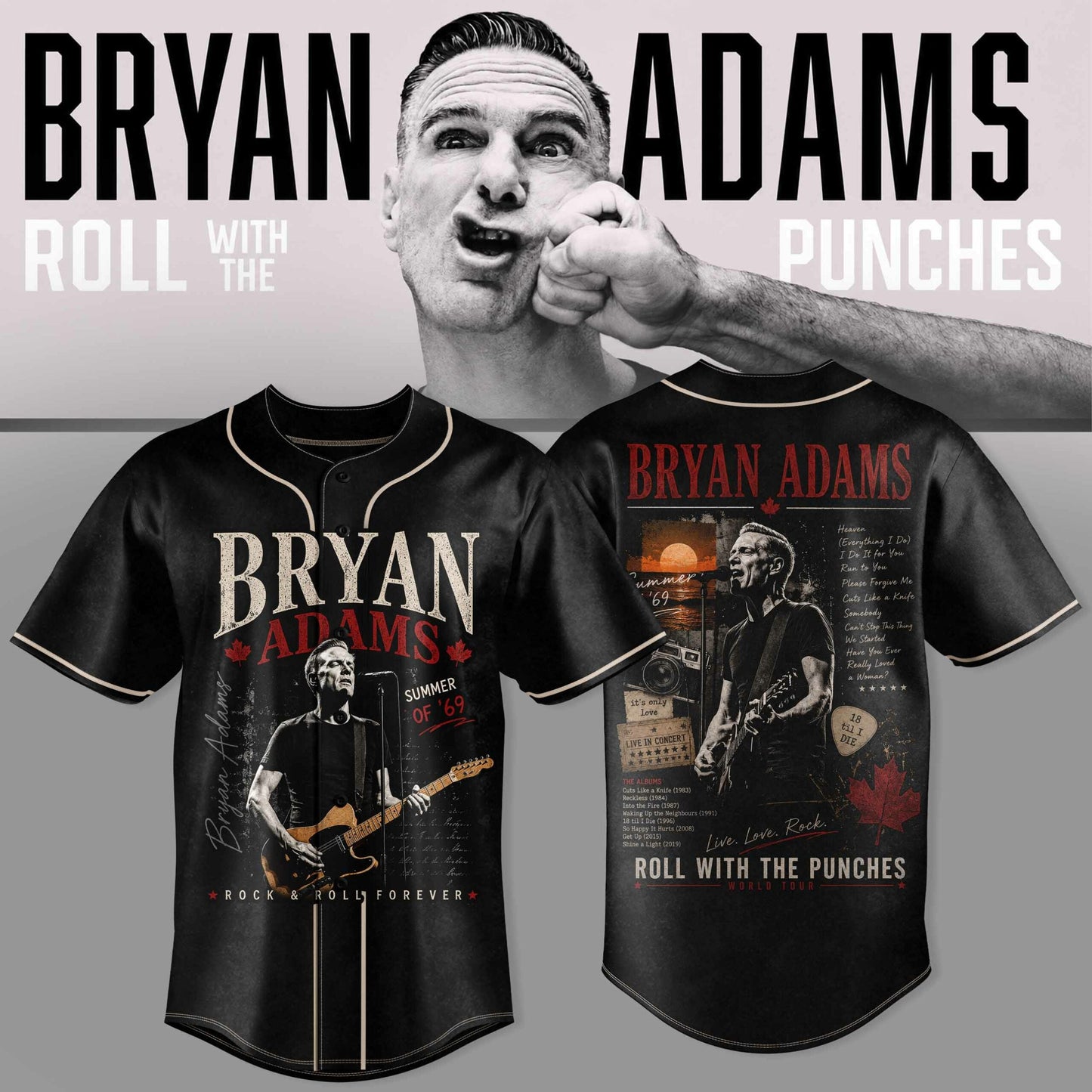 .BRYAN ADAMS – ROLL WITH THE PUNCHES TOUR JERSEY