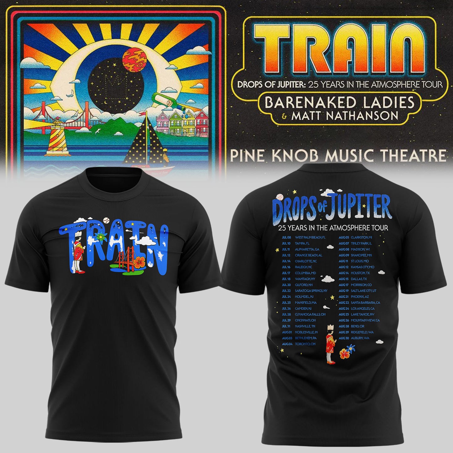 Limited Edition Drops of Jupiter: 25 Years in the Atmosphere Tour Shirt