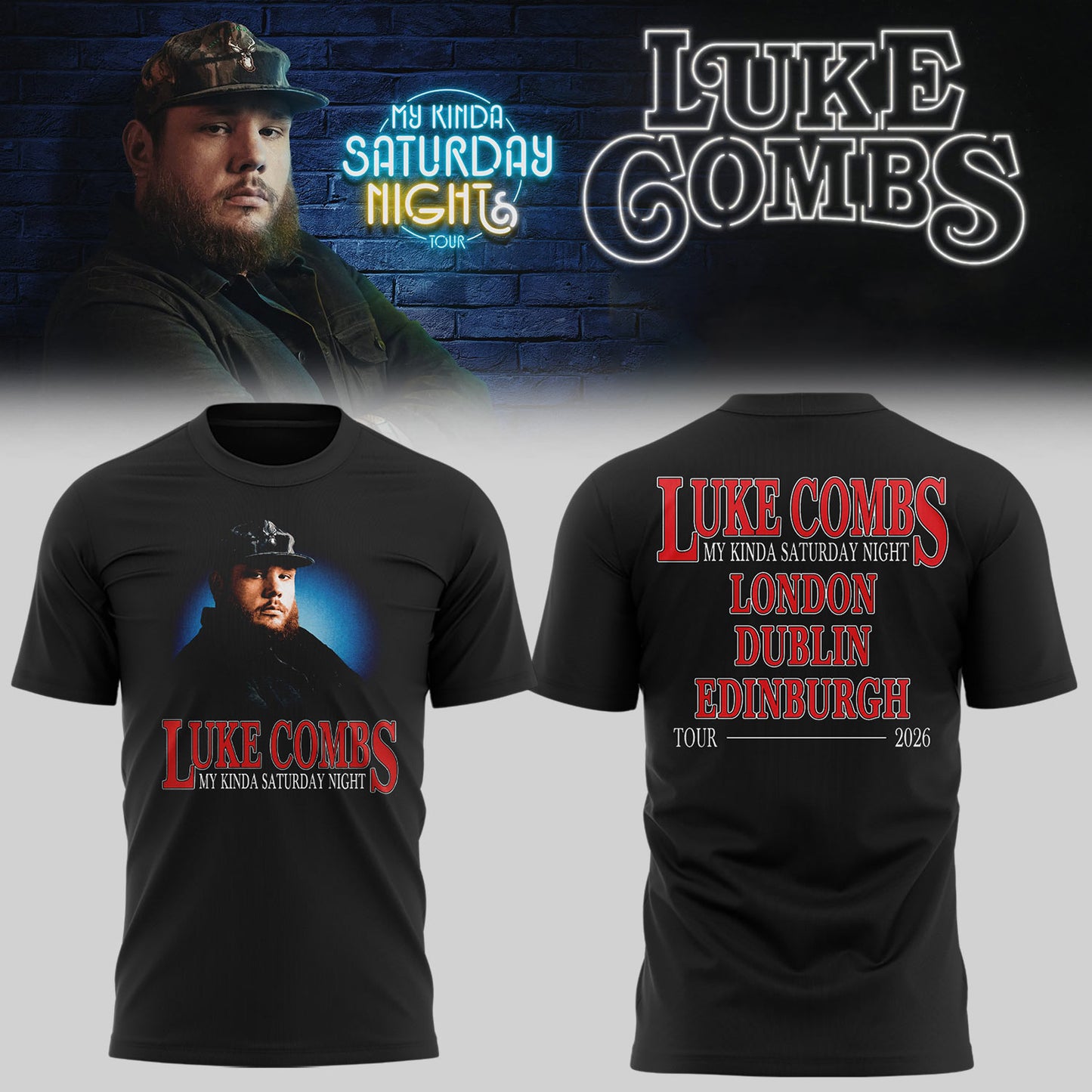 Limited Edition Luke Combs My Kinda Saturday Night Tour 2026 Tshirt