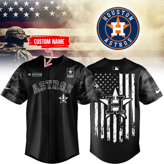 Limited Edition Astros x U.S Army Black Camo Custom Name Jersey