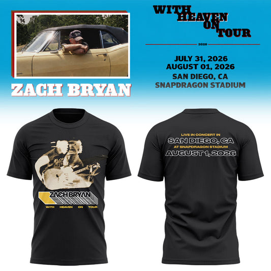 Limited Zach “With Heaven On Tour 2026.” At Snapdragon Stadium TShirt