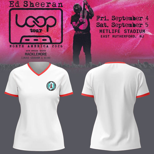 Ed “North American Loop Tour 2026″at MetLife Stadium,NJ 🎸➕✖️➗ V-neck TShirt